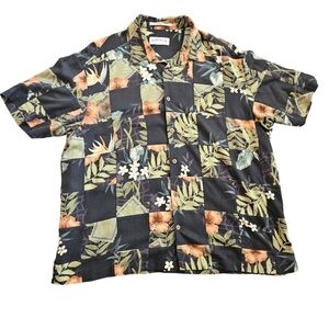 Orvis Floral Hawaiian Shirt Mens Short Sleeve 100% Silk Button Up XL